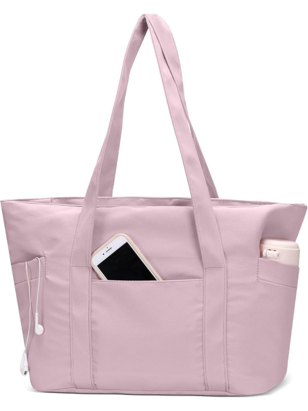 Women Pink Lightweight Nylon Tote Zipper Laptop Work Nurse Bag - Picture 1 of 6